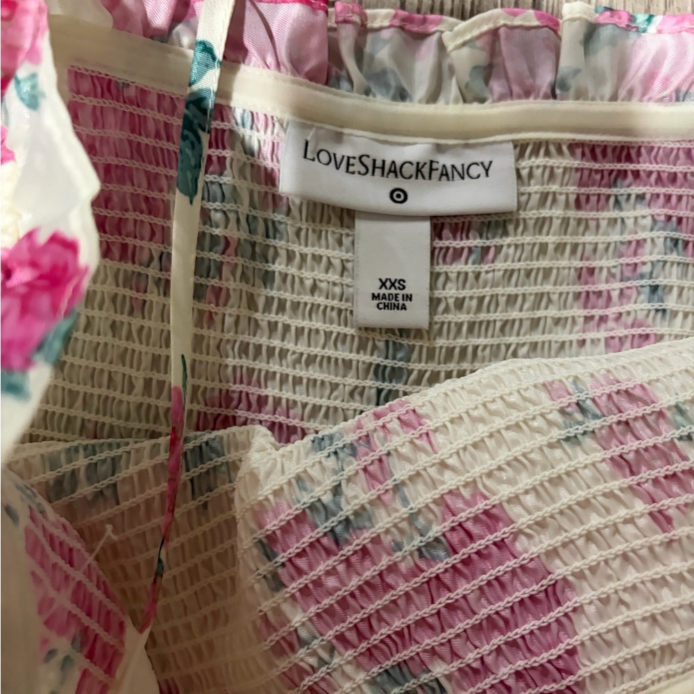 LoveShackFancy Floral Pink and Cream Kids Dress - Picture 3 of 3